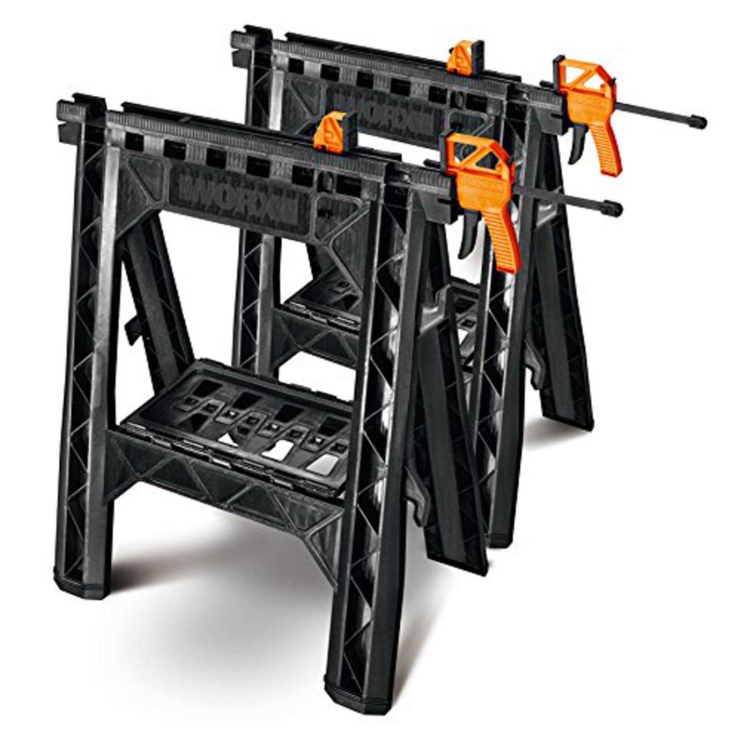 Worx Clamping Sawhorses with Bar Clamps - Inhomebuy