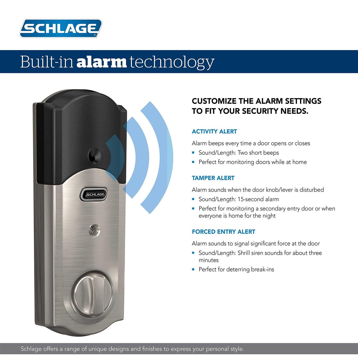 Schlage BE469NX-CAM Connect Camelot Touchscreen Electronic Deadbolt - Inhomebuy