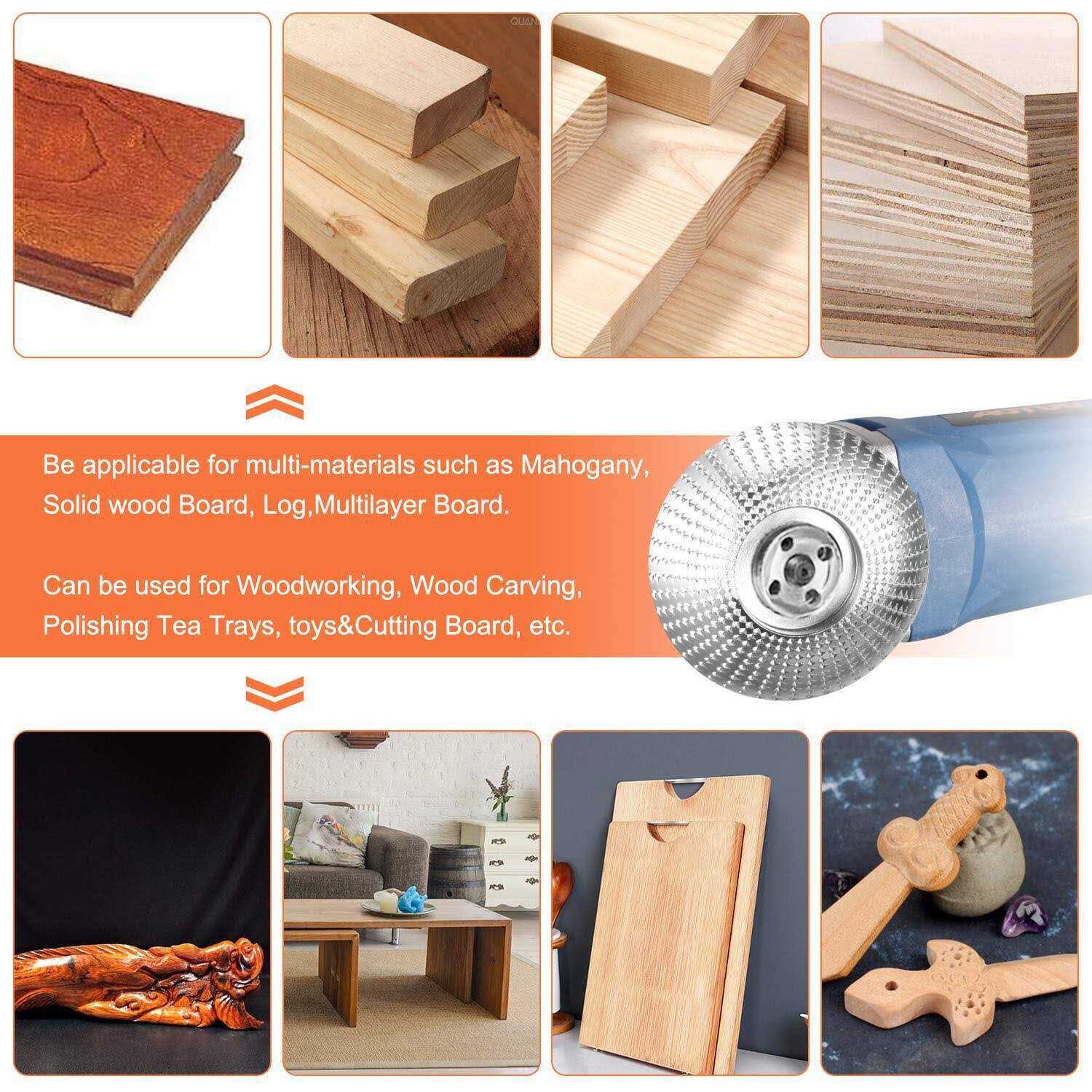 Wood Carving Disc Grinder Wheel Disc 4 Inch Wood Shaping Wheel Wood Grinding Shaping Disc for Angle Grinders with 5/8” Arbor - Inhomebuy