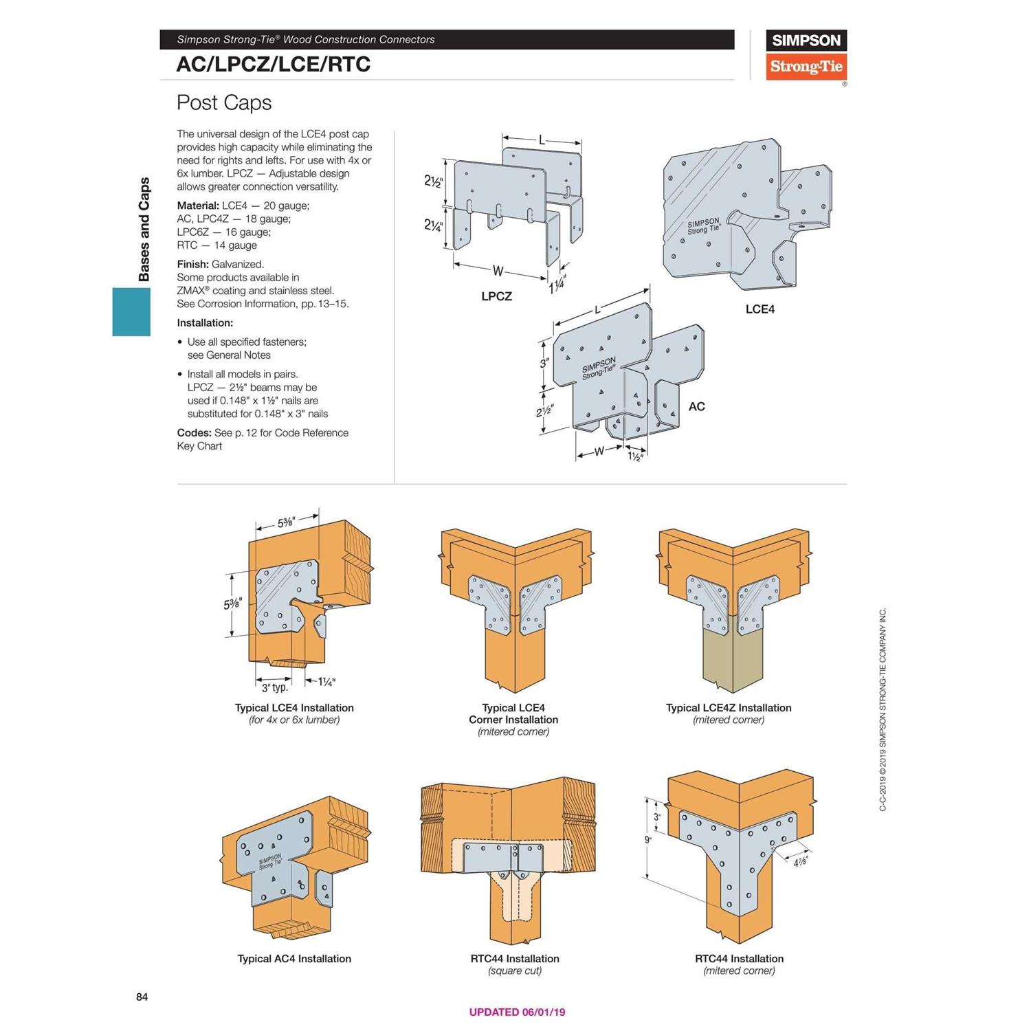 Simpson Strong-Tie LPC6Z Zmax Post Cap - Inhomebuy