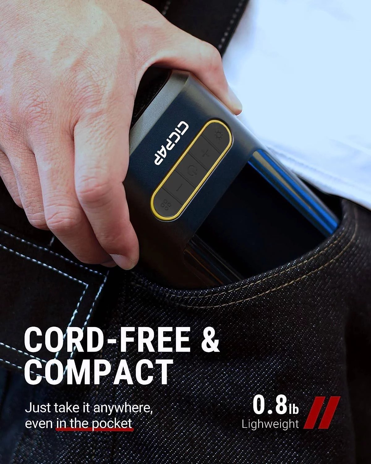 Tire Inflator Portable Air Compressor, CICPAP 150PSI Cordless Air Pump for Car Tires, Balls, Inflatables - Multipurpose Car Accessory, Auto Tire Pump with Digital Pressure Gauge - Inhomebuy