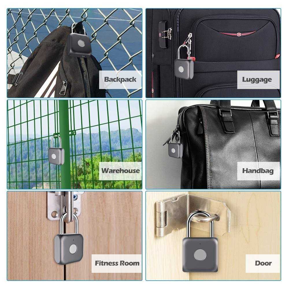 Pothunder Fingerprint Padlock Smart Padlock Locker Lock Biometric Metal Keyless - Inhomebuy