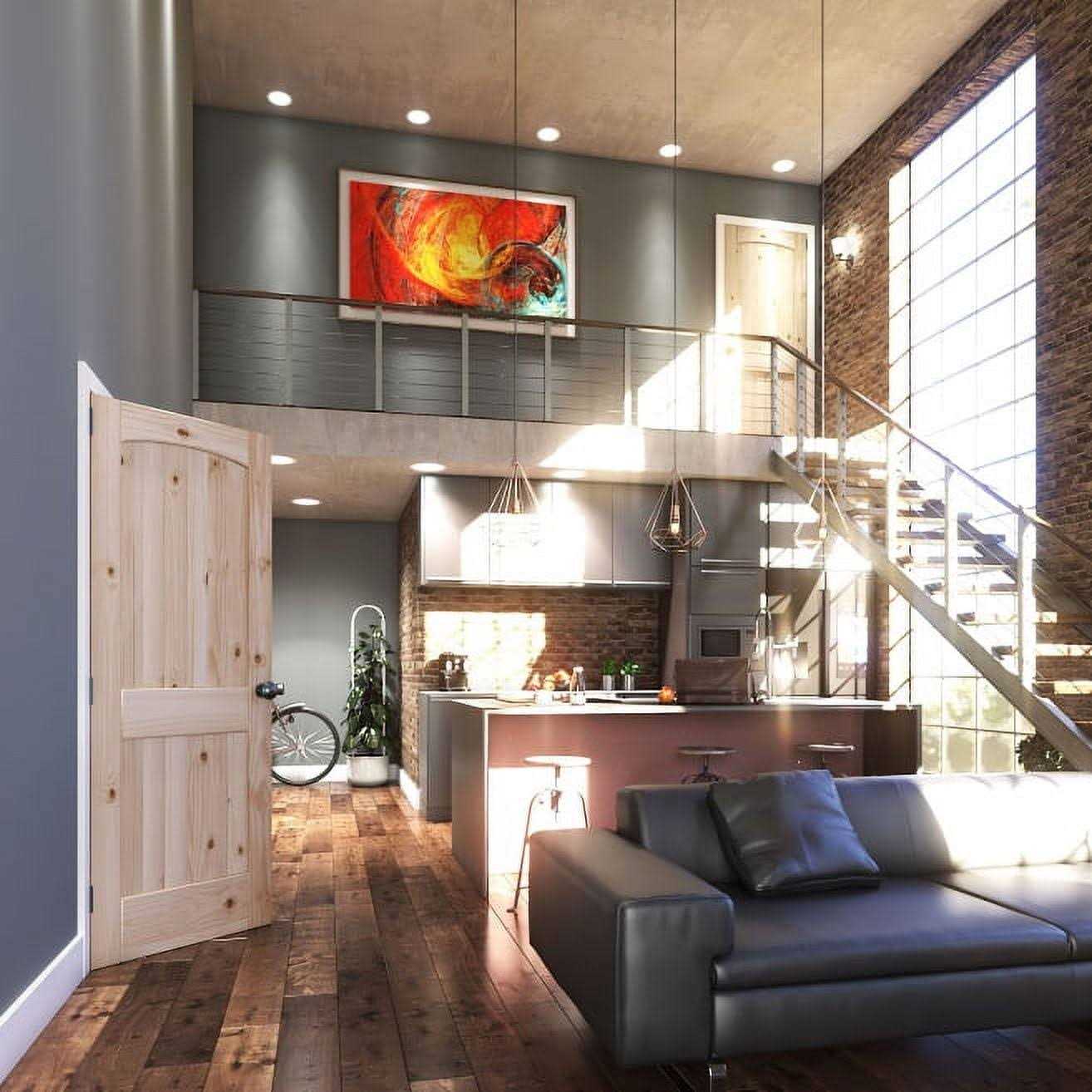 EightDoors 80 x 2 Panel V-Grooved Arch Top Knotty Pine Unfinished Solid Wood Core Door - Inhomebuy