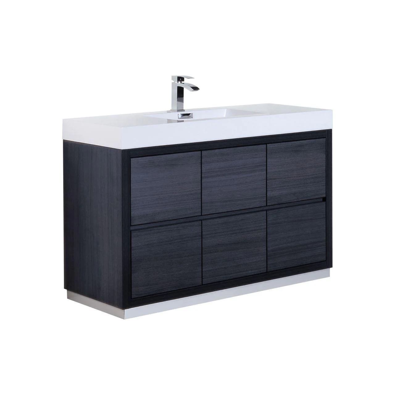 KubeBath Bliss 60 in. Single Sink Free Standing Modern Bathroom Vanity - Gray Oak, FMB60S-GO - Inhomebuy