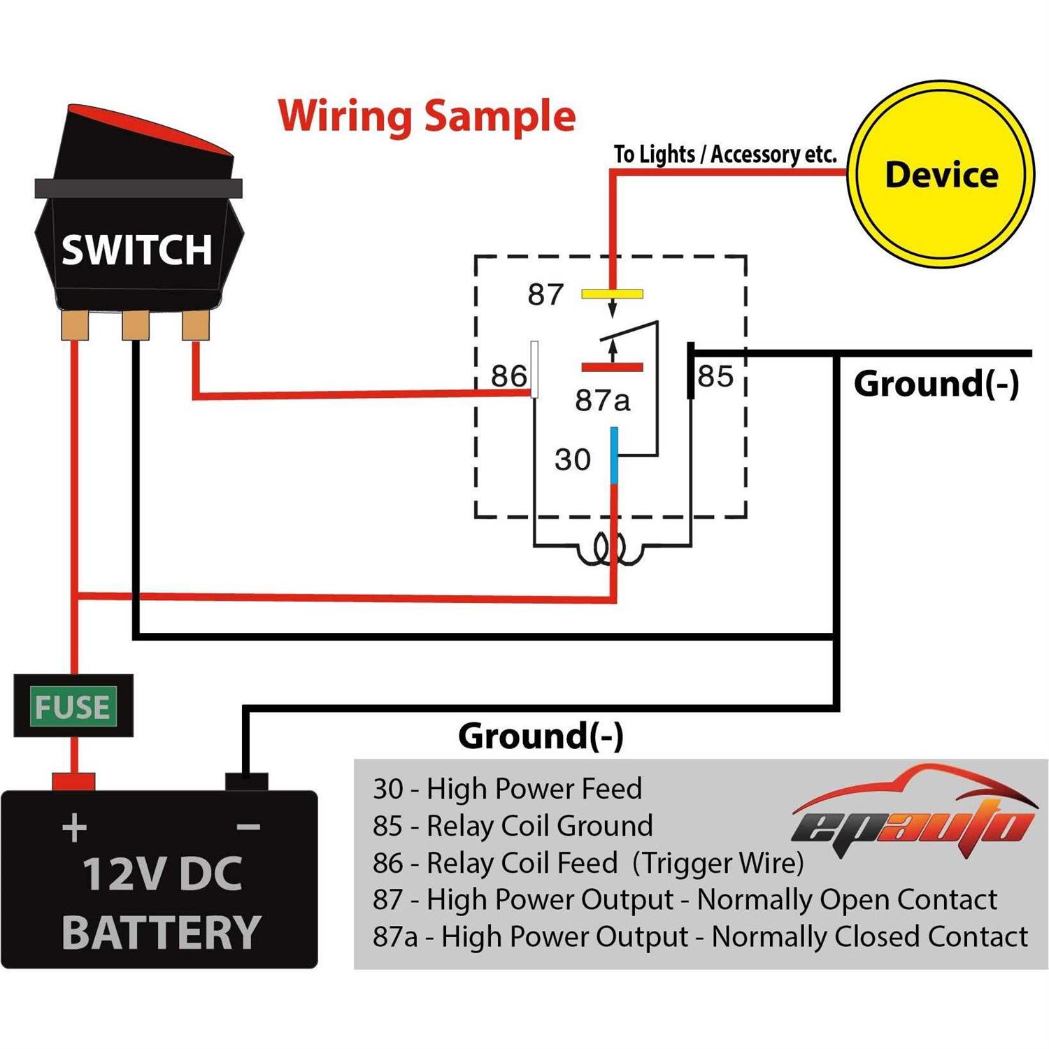 EPAuto 30/40 AMP Relay Harness Spdt 12V - Inhomebuy