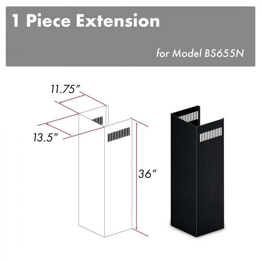 ZLINE 1-36 in. Chimney Extension for 9 ft. to 10 ft. Ceilings (1PCEXT-BS655N) - Inhomebuy