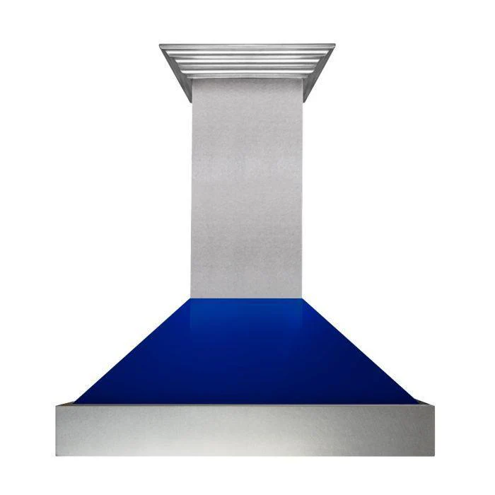 ZLINE 48 in. Ducted DuraSnow® Stainless Steel Range Hood with Blue Gloss Shell, 8654BG-48 - Inhomebuy