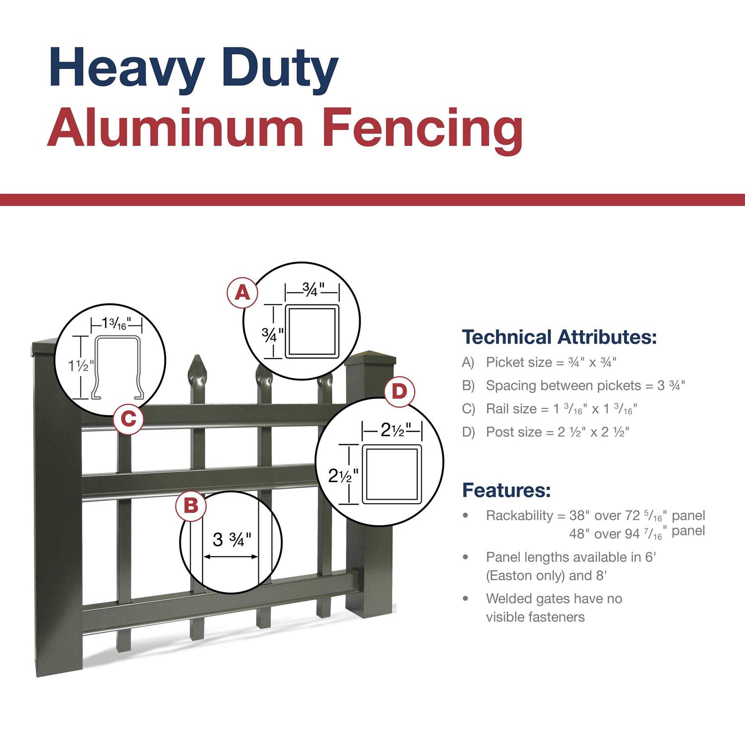 Freedom New Haven H x 4-ft W Black Aluminum Spaced Picket Flat-top Decorative Fence Gate - Inhomebuy