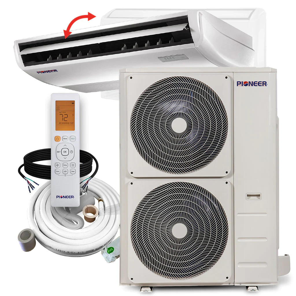Pioneer® 48,000 BTU 18 SEER Floor/Ceiling Mini-Split Air Conditioner Heat Pump System with 10 ft. Line Sets, UYB048GMFILCBD-10 - Inhomebuy