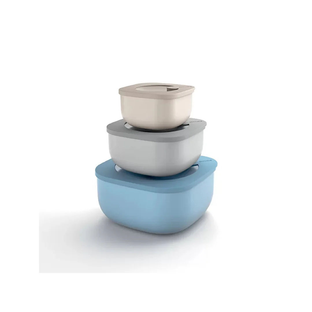 STORE&MORE - Set of 3 shallow airtight fridge/freezer/microwave containers - Inhomebuy