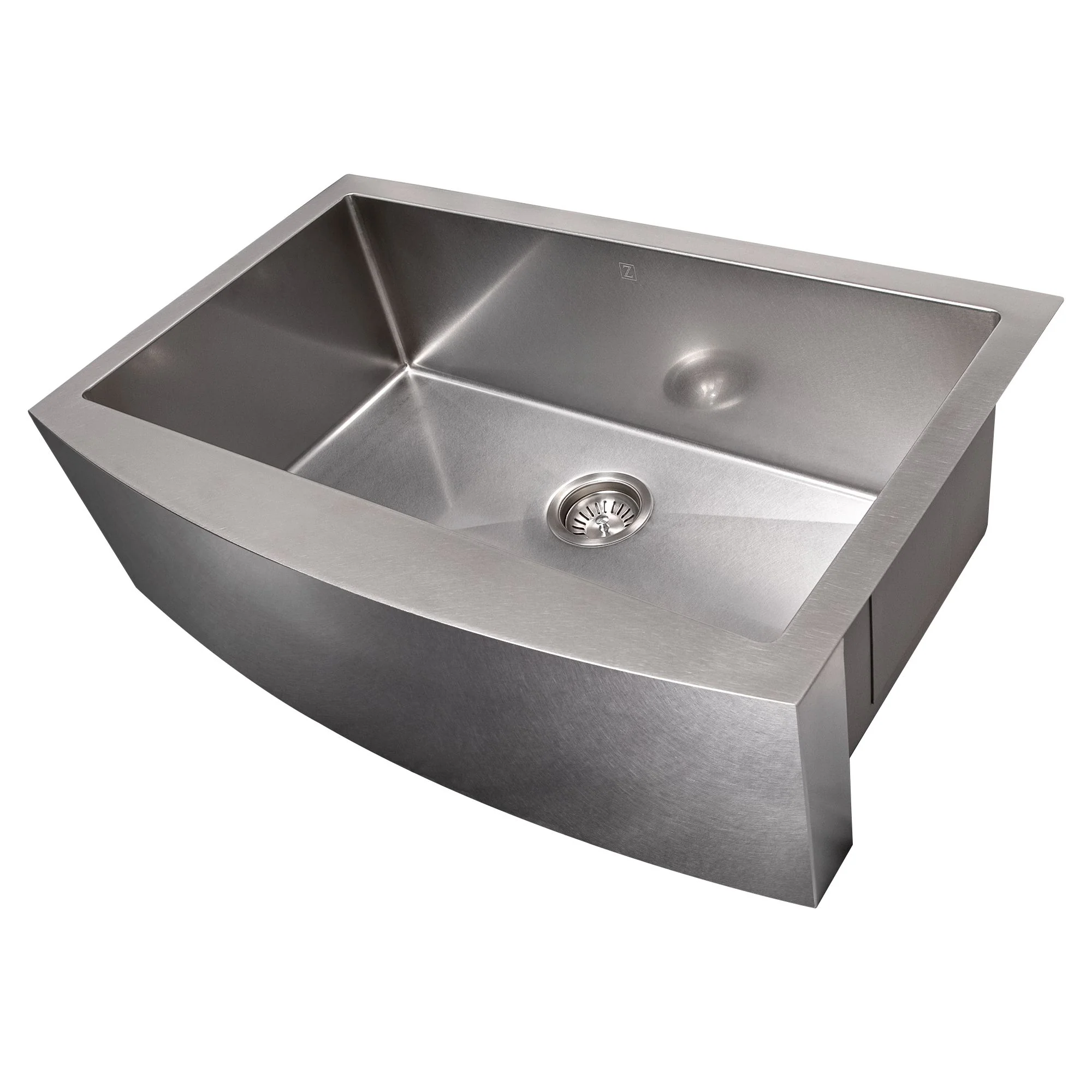 ZLINE 33 in. Vail Farmhouse Apron Mount Single Bowl DuraSnow® Stainless Steel Kitchen Sink with Bottom Grid, SAS-33S - Inhomebuy
