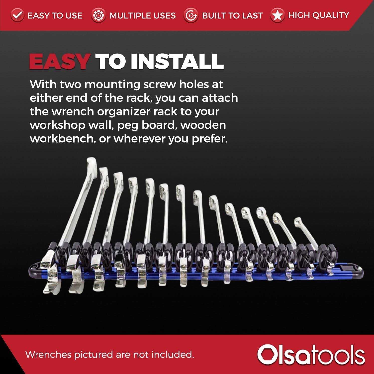 Olsa Tools Wall Mount Screwdriver Holder Black Nylon + Green Clips - Inhomebuy