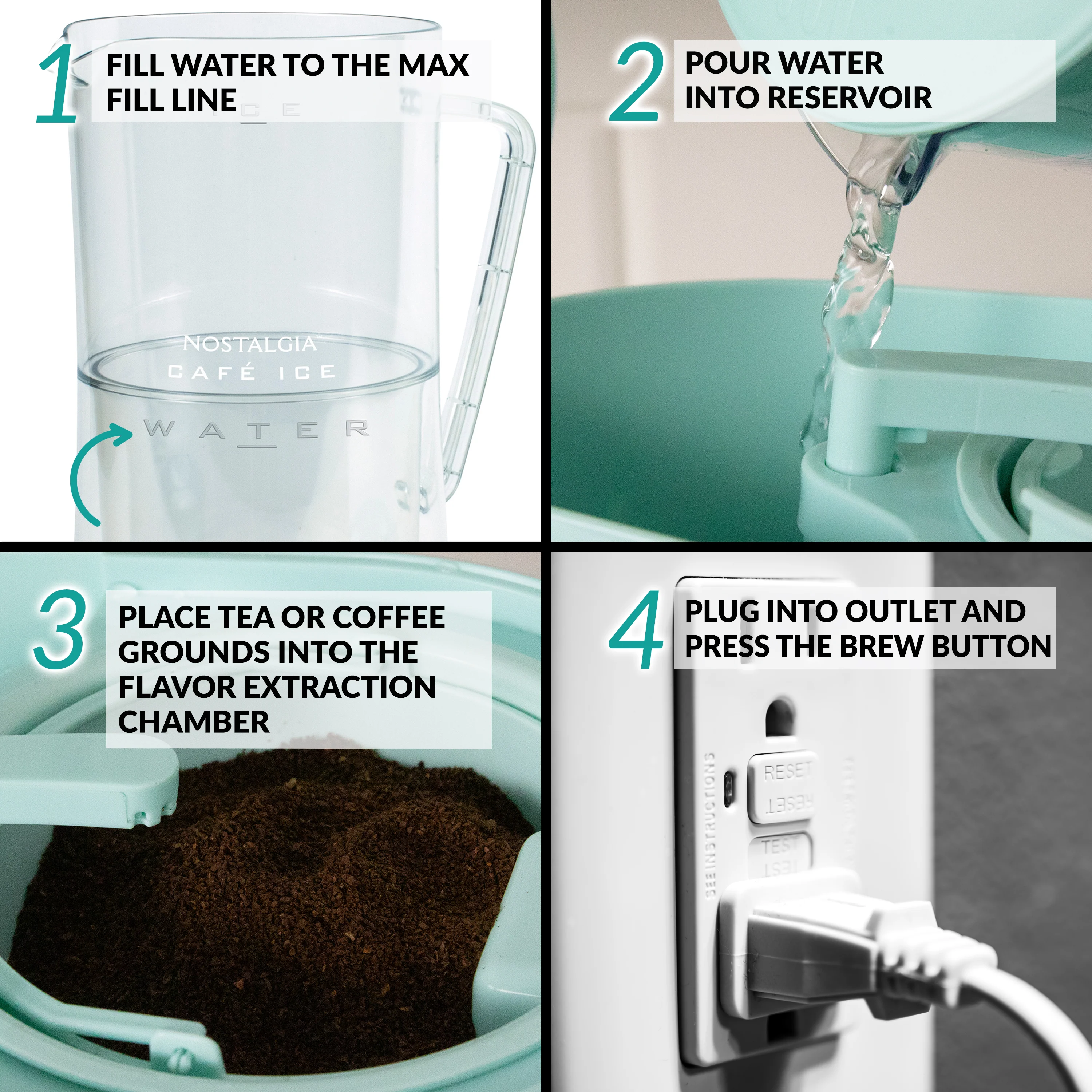 Classic Retro 3-Quart Iced Tea & Coffee Brewing System With Plastic Pitcher, Aqua - Inhomebuy