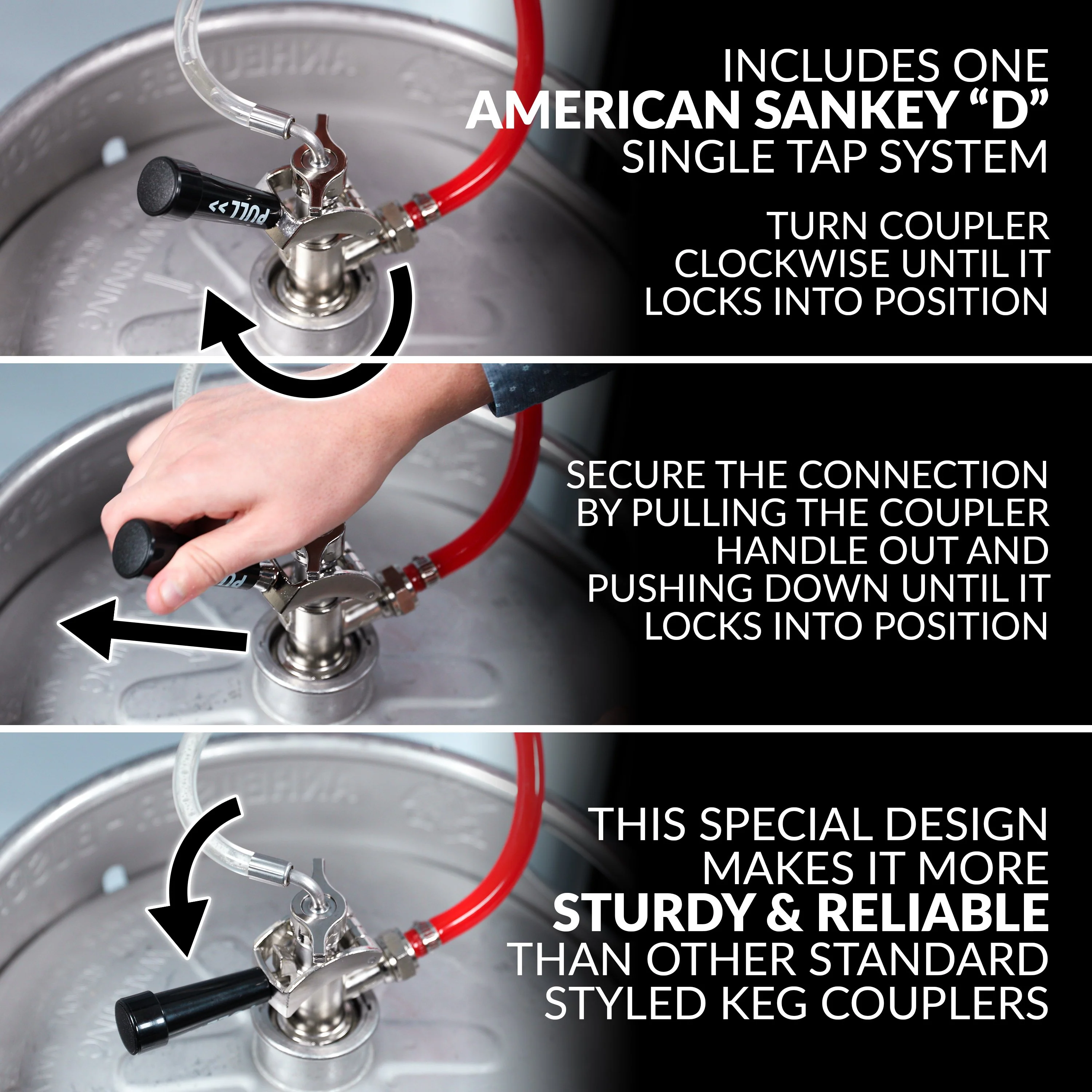 HomeCraft�?4.9 Cu. Ft. Full Size Kegerator Draft Beer Dispenser, Black Stainless Steel - Inhomebuy