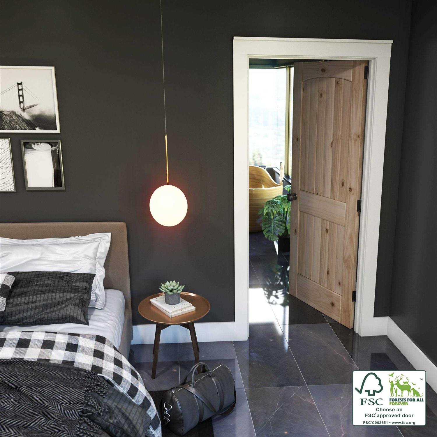 EightDoors 80 x 2 Panel V-Grooved Arch Top Knotty Pine Unfinished Solid Wood Core Door - Inhomebuy