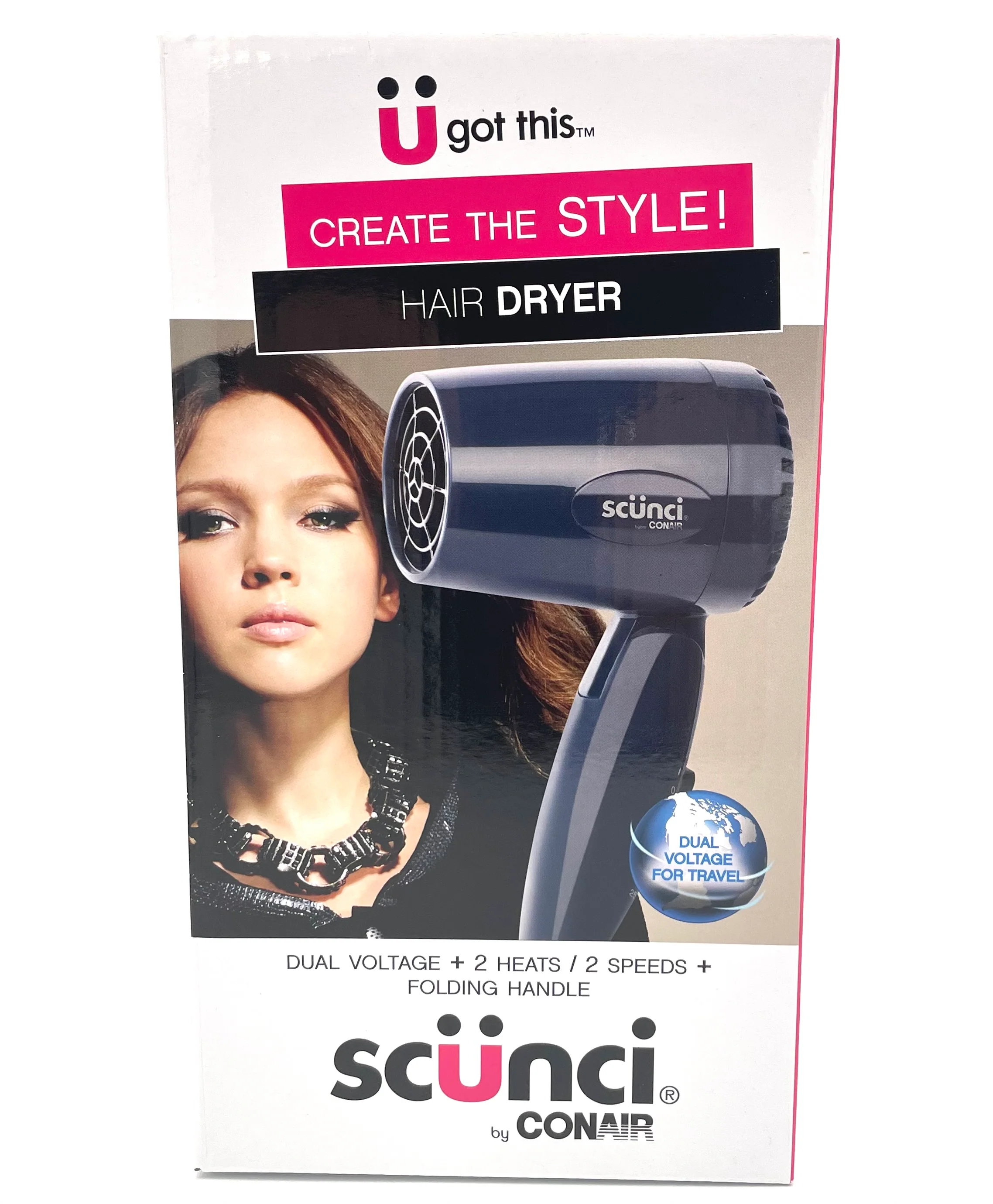 Conair Scunci Hair Dryer |124REXC| 1600W, travel, folding handle, dark blue - Inhomebuy