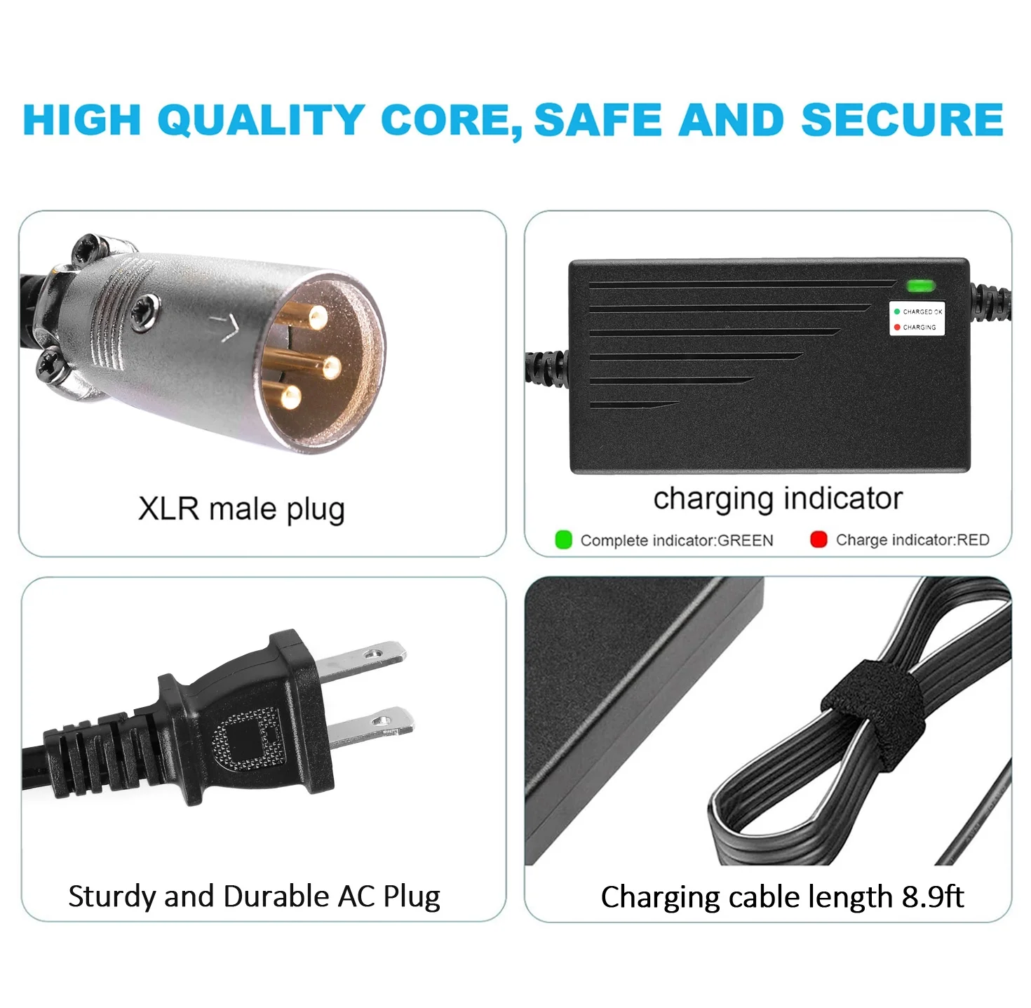 LotFancy 36V 1.5A Battery Charger for Razor MX500, MX650, GT GT750, IZIP I600, I750, I1000 - Inhomebuy
