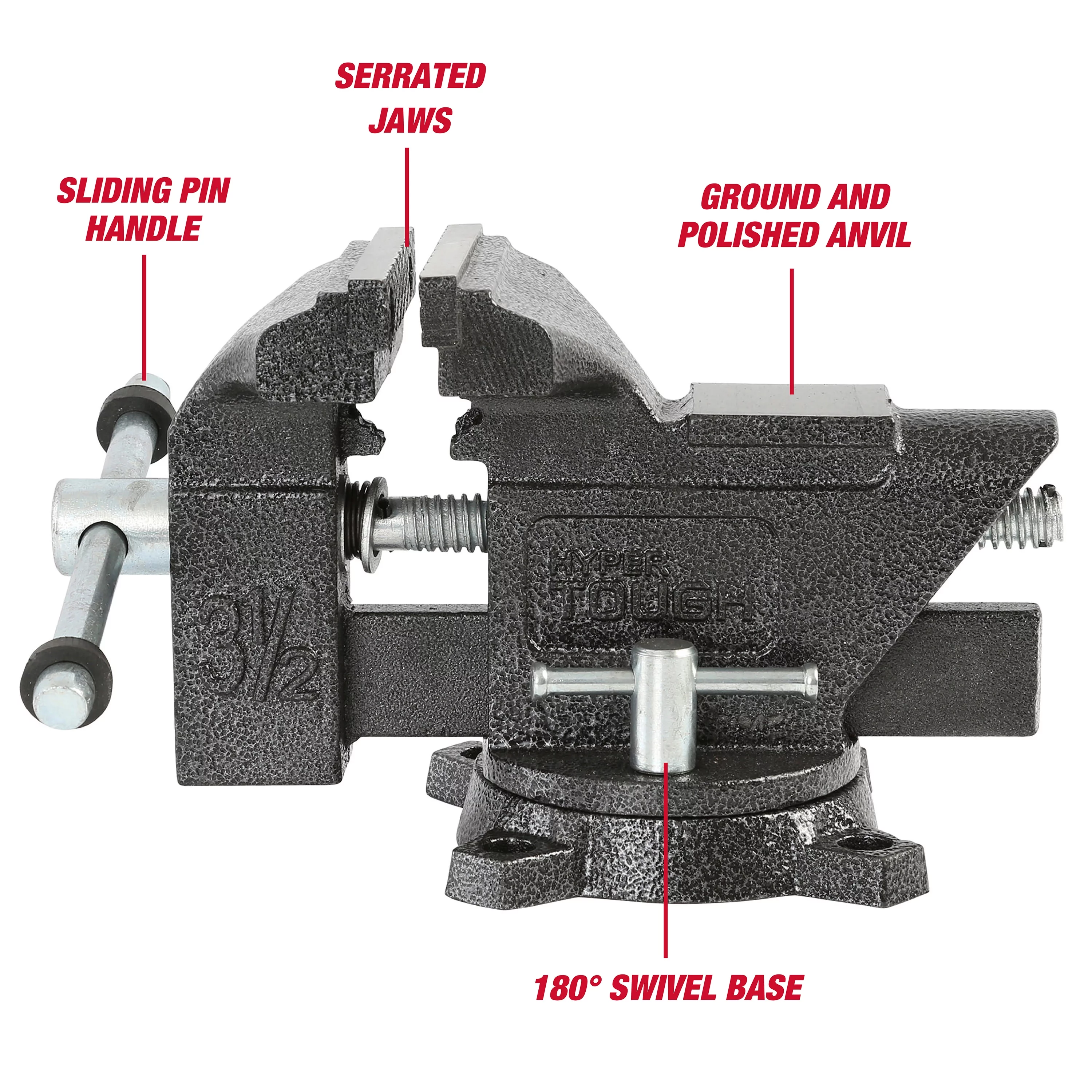 Hyper Tough 3-1/2-Inch Light-Duty Vise, 42935 - Inhomebuy