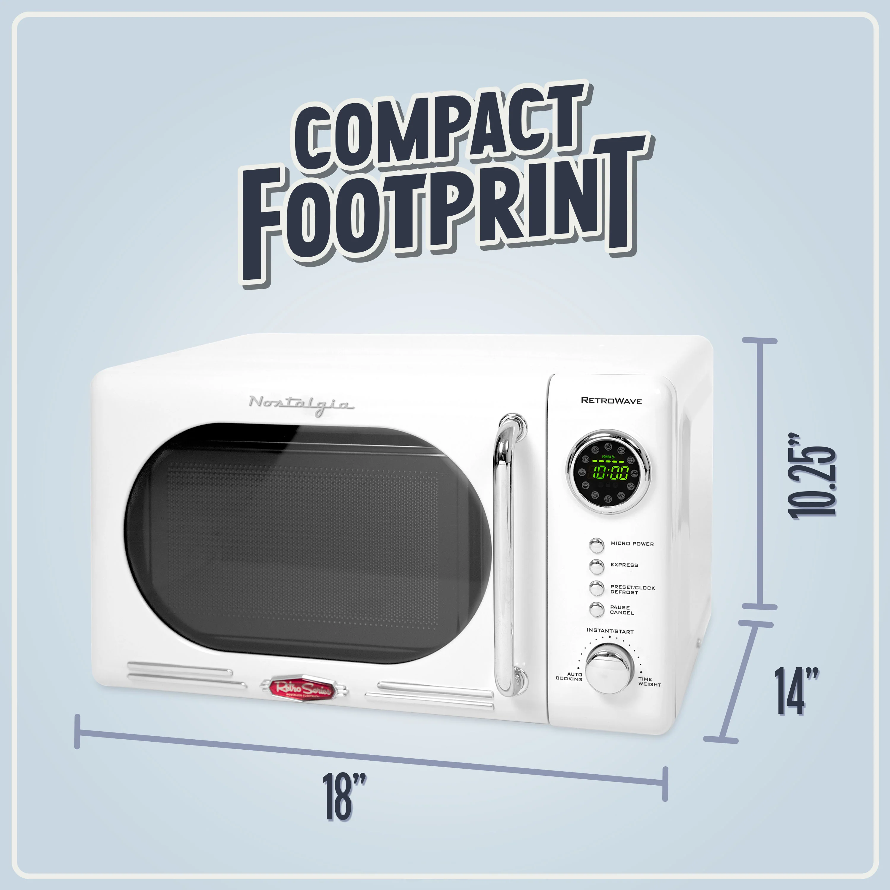 Retro 0.7 Cubic Foot 700-Watt Countertop Microwave Oven - White - Inhomebuy