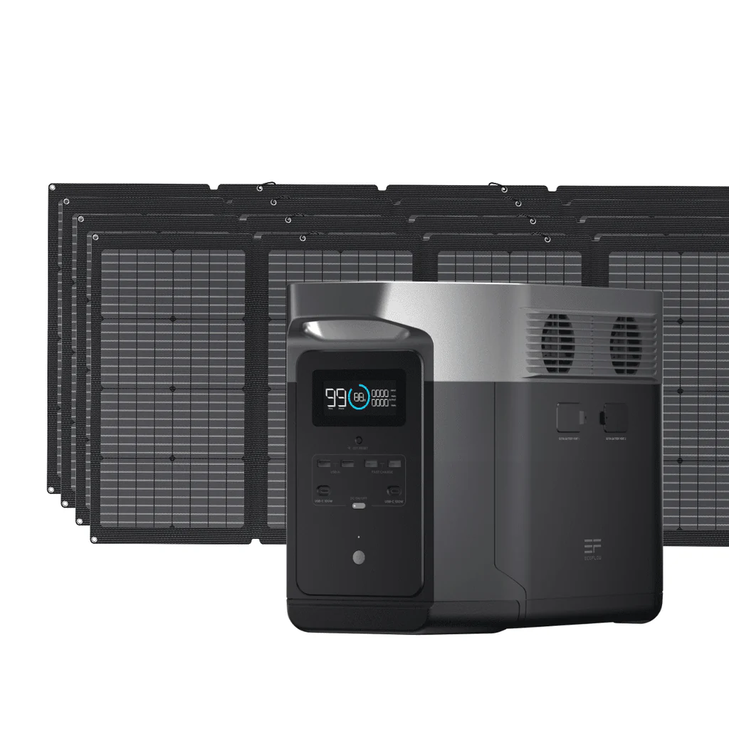 EcoFlow Package - DELTA Max 1600 Portable Power Station (1612Wh) and 4 x Bifacial Portable Solar Panel (220W) - Inhomebuy