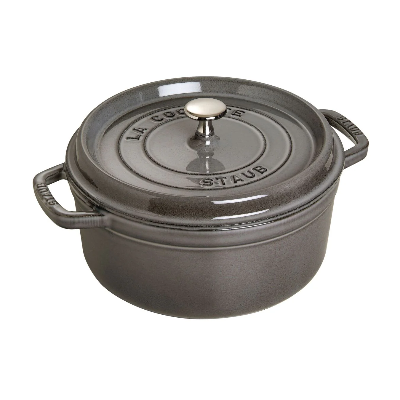 Staub 4 Qt. Cast Iron Round Dutch Oven in Graphite Grey - Inhomebuy