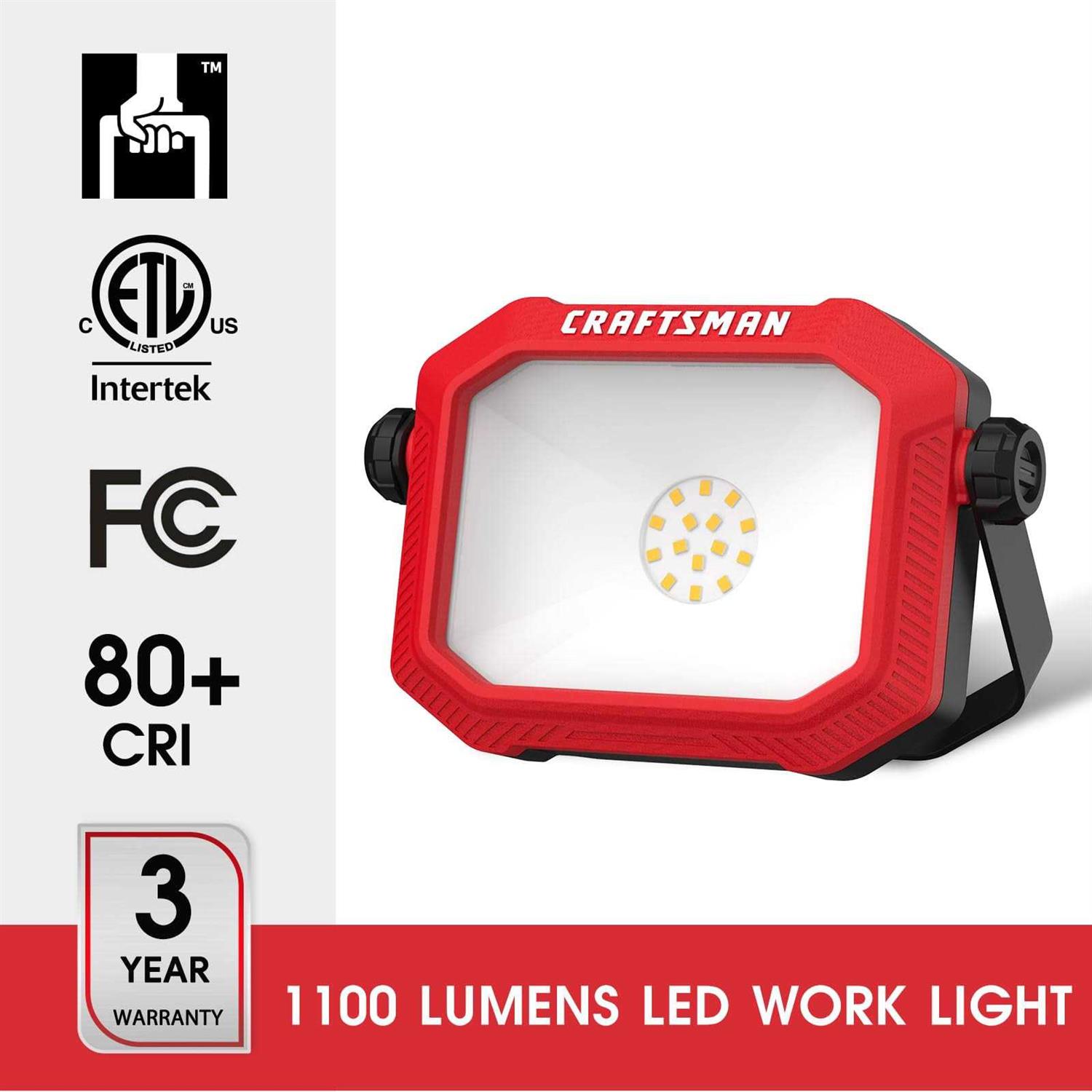 Craftsman 1100 Lumens 4000k Led Tiltable Portable Work Light 2-in-1 Adjustable Metal Rotating Stand and Handle CMXELAYMPL1067 - Inhomebuy