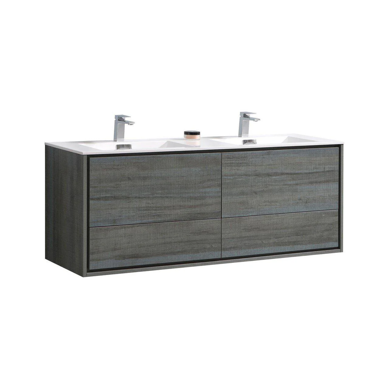 KubeBath De Lusso 60 in. Double Sink Wall Mount Modern Bathroom Vanity - Ocean Gray, DL60D-BE - Inhomebuy