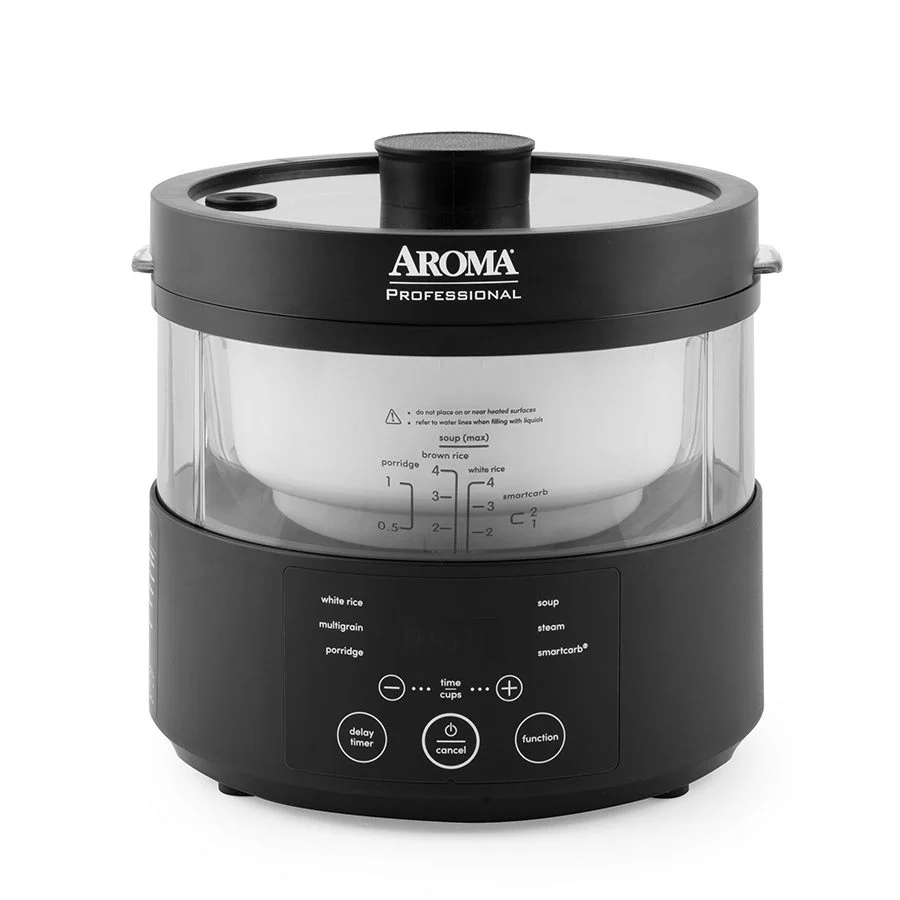 Aroma Rice Cooker: 4 cup, glass body, with SmartCarb | AMC-800 - Inhomebuy