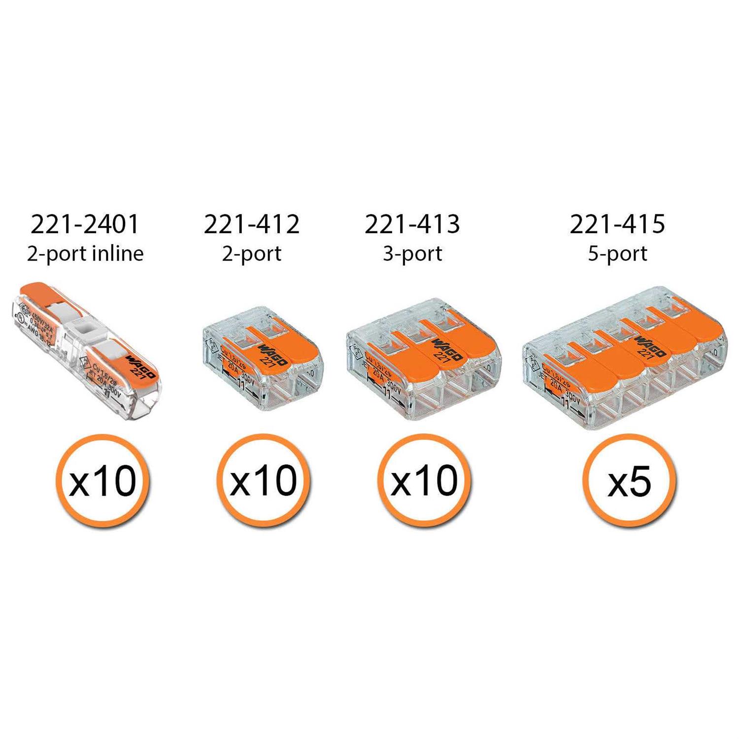 Wago 221 Lever-nuts 175pc Wire Connector Assortment Pack - Inhomebuy