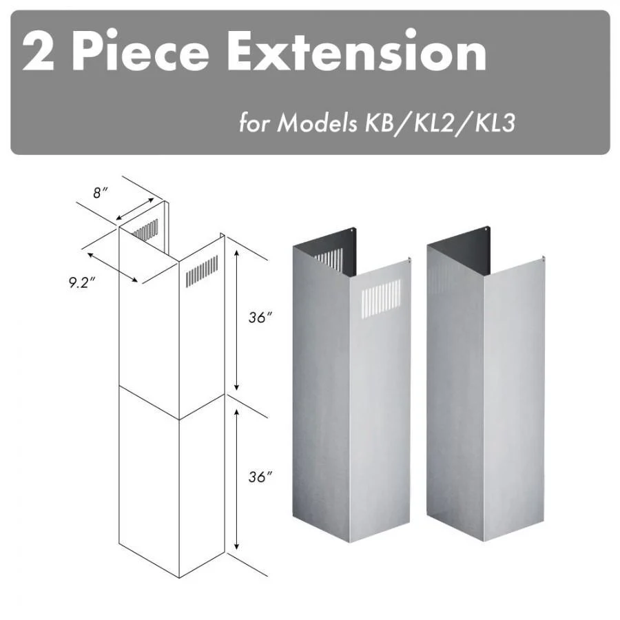 ZLINE Range Hood Chimney Extension for 10ft. to 12ft. Ceilings, 2PCEXT-KB/KL2/KL3 - Inhomebuy