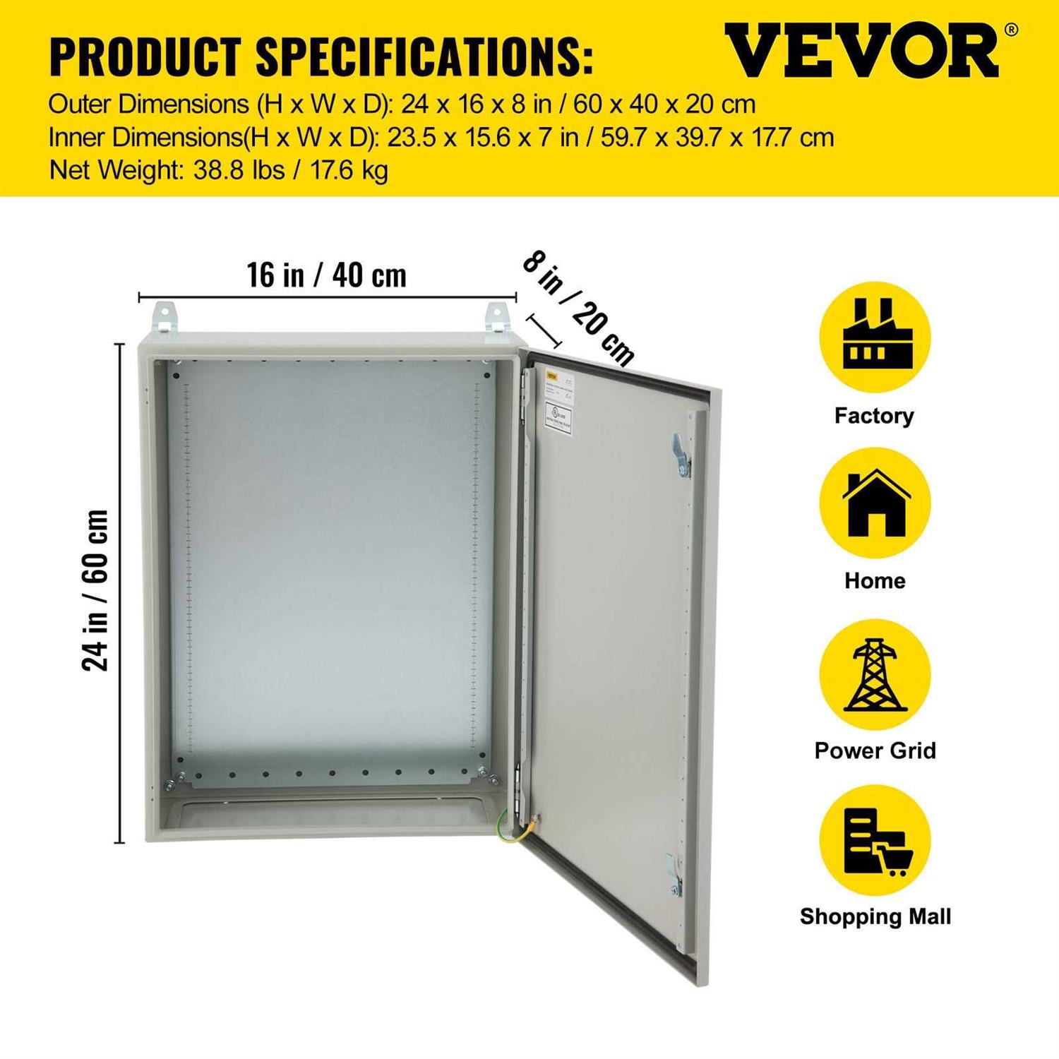 VEVOR Electrical Enclosure 16” x UL Certified NEMA 4 Outdoor Enclosure - Inhomebuy
