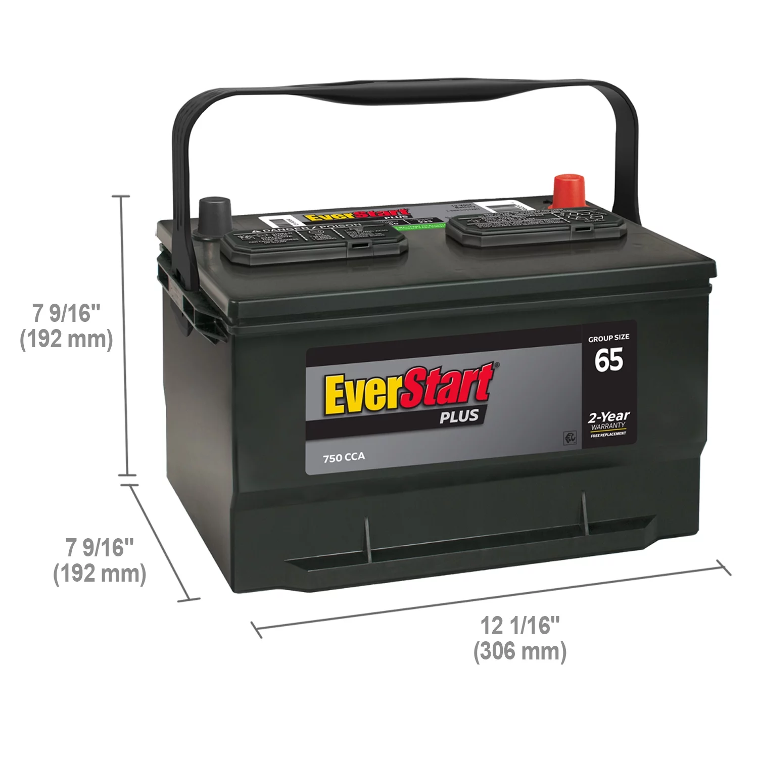EverStart Plus Lead Acid Automotive Battery, Group Size 65 12 Volt, 750 CCA - Inhomebuy