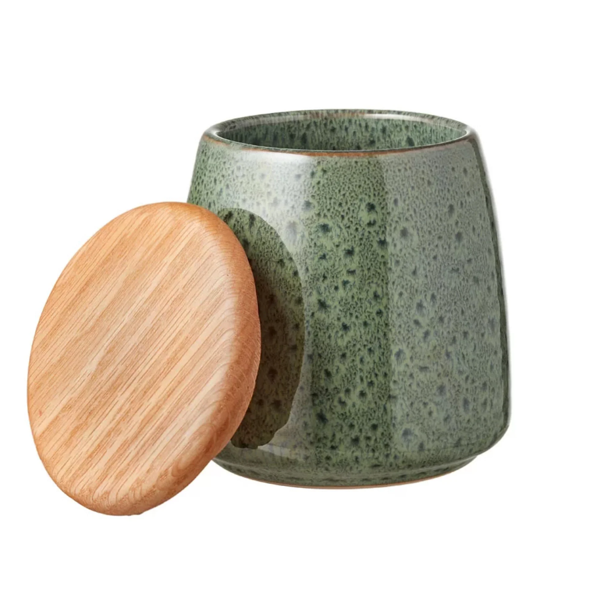 Stoneware Jar With Lid Height 16.5 cm Green - Inhomebuy