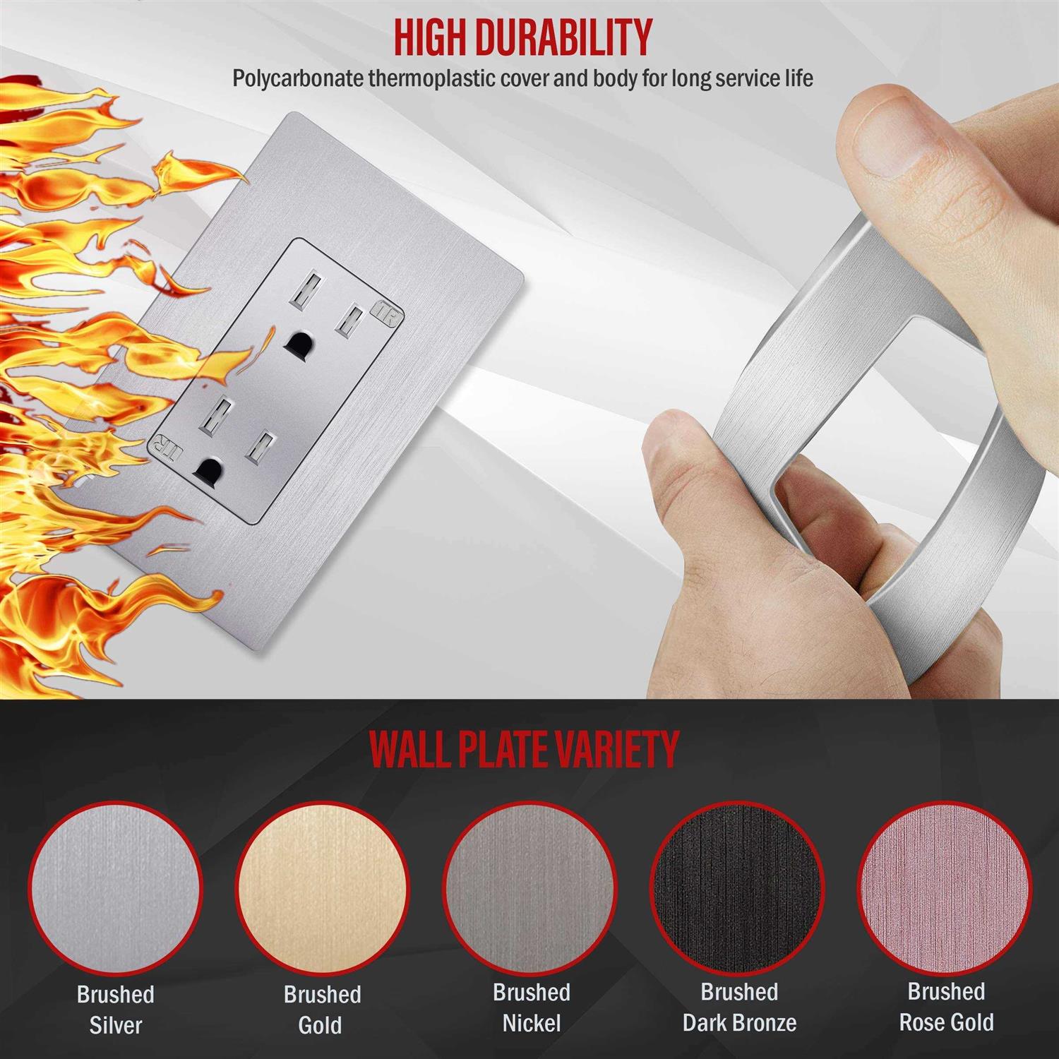 Enerlites Elite Series Decorator Light Switch with Brushed Screwless Wall Plate - Inhomebuy