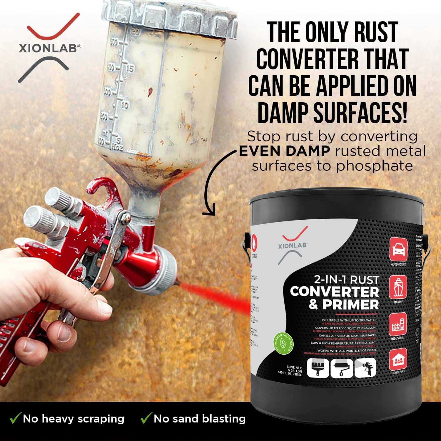 Xion Lab 2 in 1 Rust Converter & Metal Primer - Inhomebuy