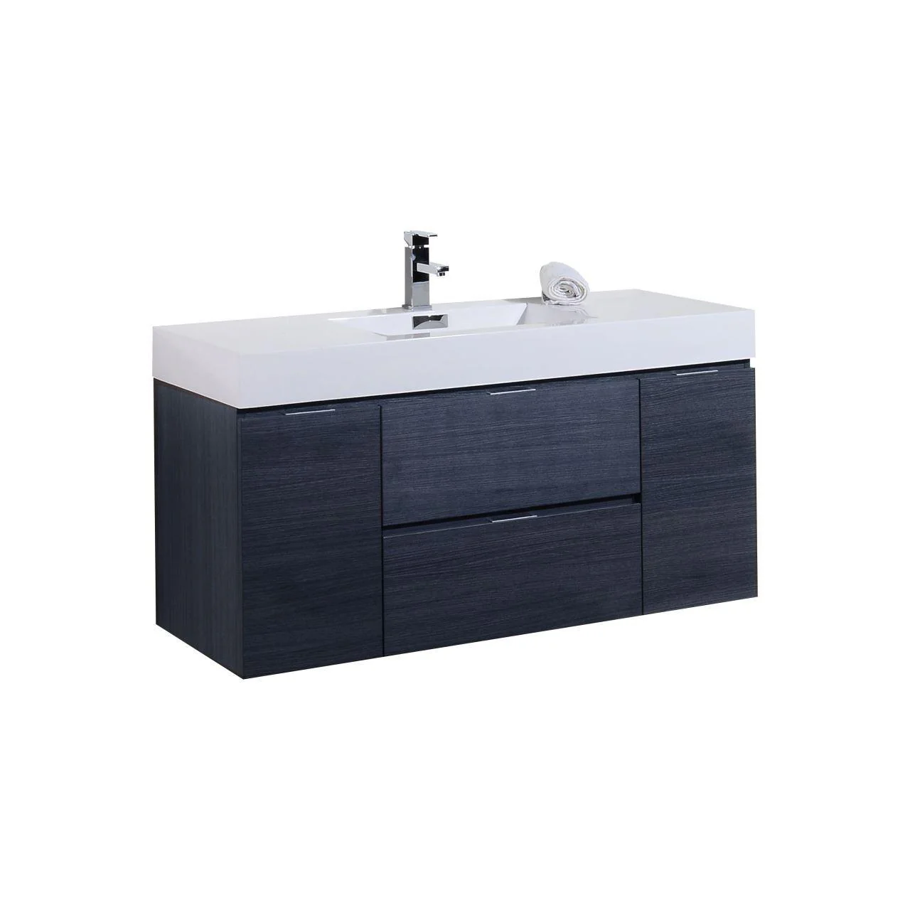 Bliss 48 in. Wall Mount Modern Bathroom Vanity - Gray Oak - Inhomebuy