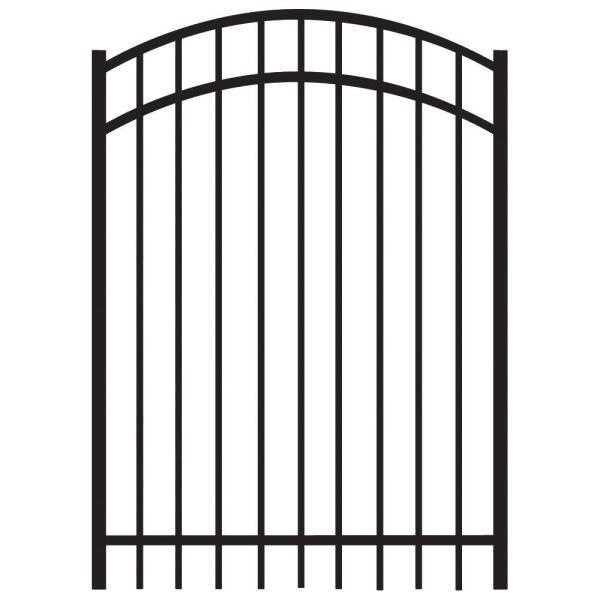 Freedom New Haven H x 4-ft W Black Aluminum Spaced Picket Flat-top Decorative Fence Gate - Inhomebuy