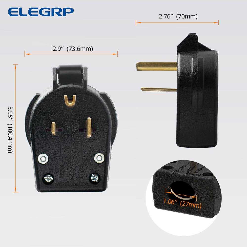ELEGRP 30 Amp/50 Amp 125/250-Volt 3-Pole/4-Wire NEMA 14-30P/14-50P Grounded Straight Blade Angle Plug - Inhomebuy