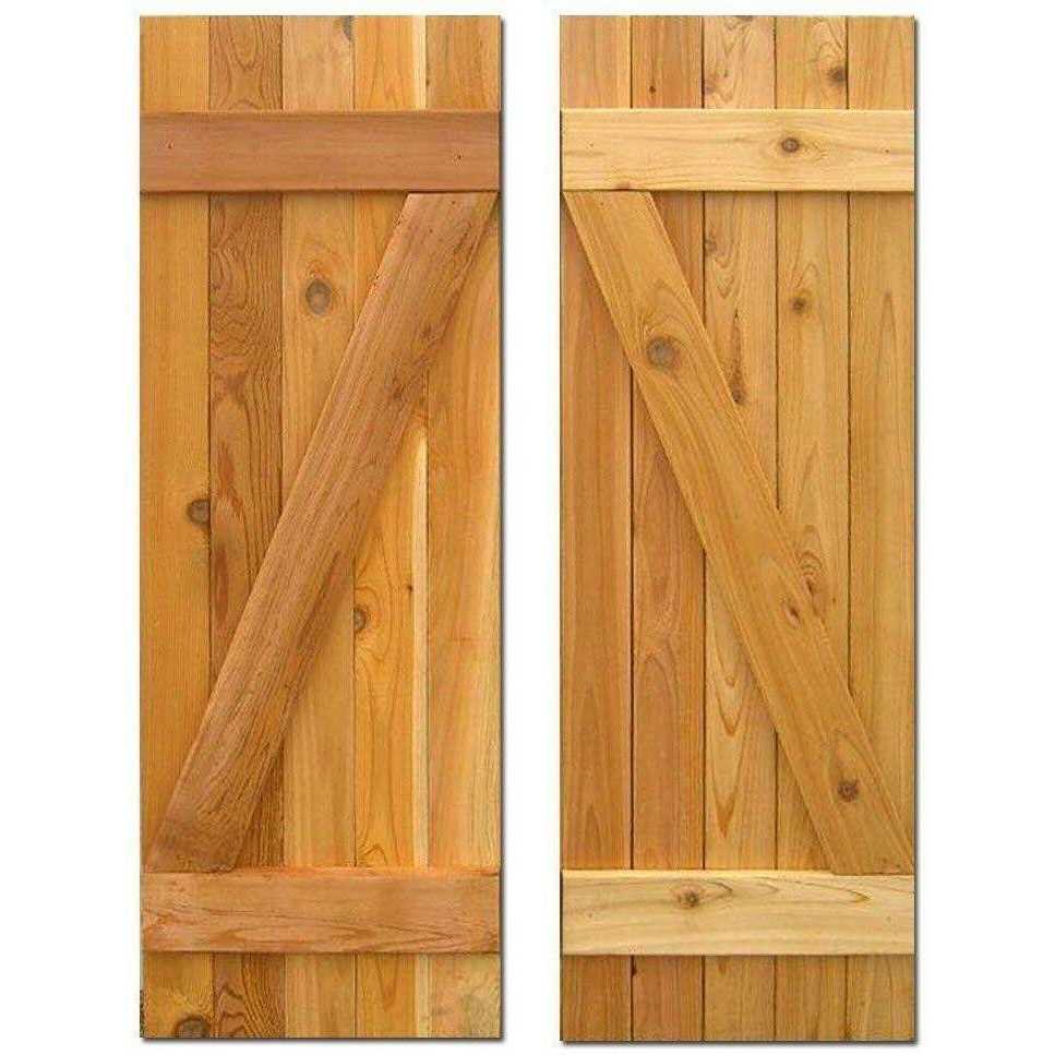 Design Craft Millworks 12 in. x Board-N-Batten Baton Z Shutters Pair Natural - Inhomebuy
