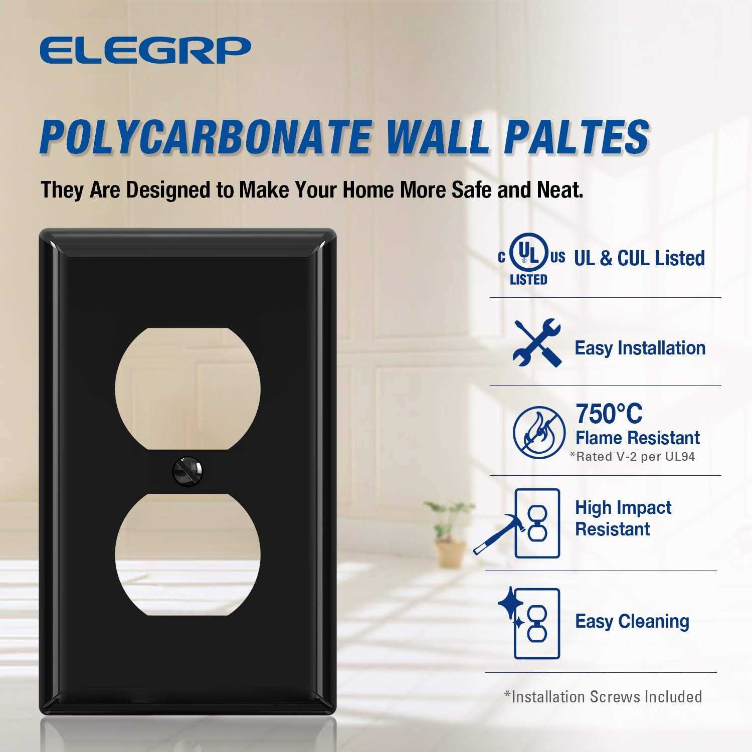 ELEGRP Decorator Wall Receptacle Outlet Tamper Resistant 15 Amp Standard Electrical Wall Outlet - Inhomebuy