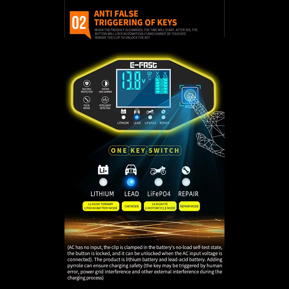 Paddsun Car Battery Charger Smart Automatic 12V/24V Lead-acid AGM GEL& Lithium LiFePO4 - Inhomebuy