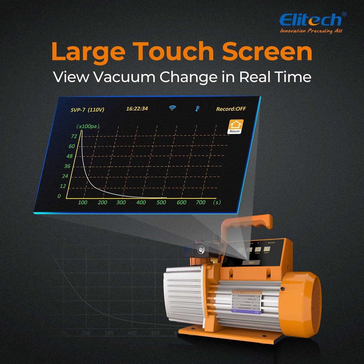 Elitech Intelligent HVAC Vacuum Pump 7 CFM 2 Stage Vacuum Gauge App Control - Inhomebuy