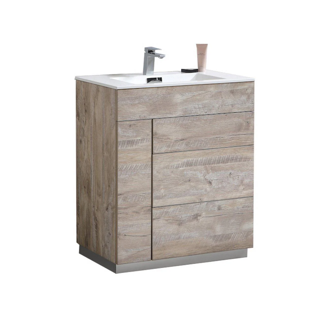 KubeBath Milano 30 in. Modern Bathroom Vanity - Nature Wood, KFM30-NW - Inhomebuy