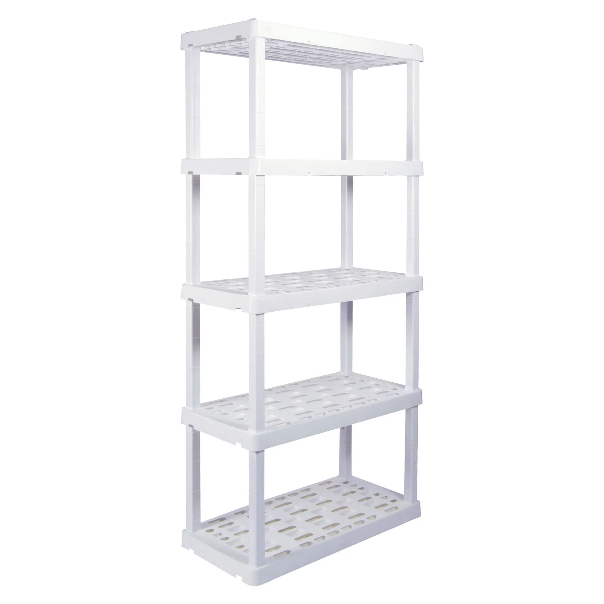 Hyper Tough 5 Shelf Plastic Garage Shelves, 2 pack Storage Shelving, White, 750 lbs. Capacity - Inhomebuy