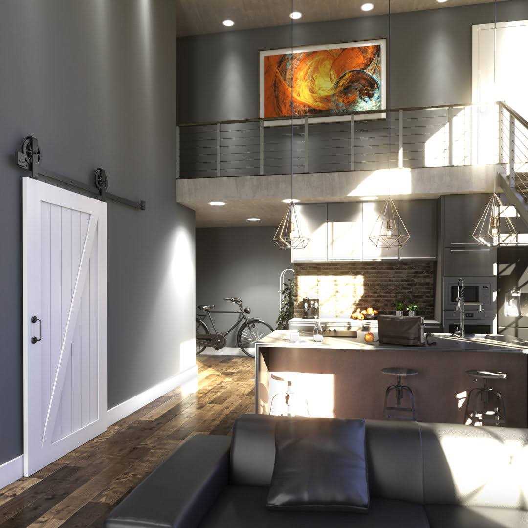 EightDoors Z-Shape Solid Wood Core Barn Door - Inhomebuy