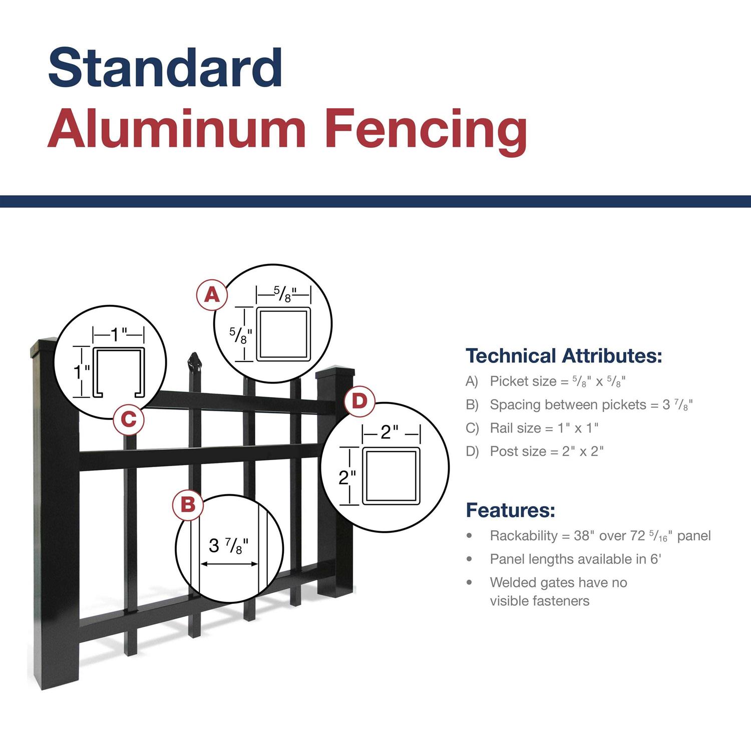 Freedom New Haven 4-1/2-ft H x 6-ft W Black Aluminum Spaced Picket Flat-top Decorative Fence Panel 73017766 - Inhomebuy