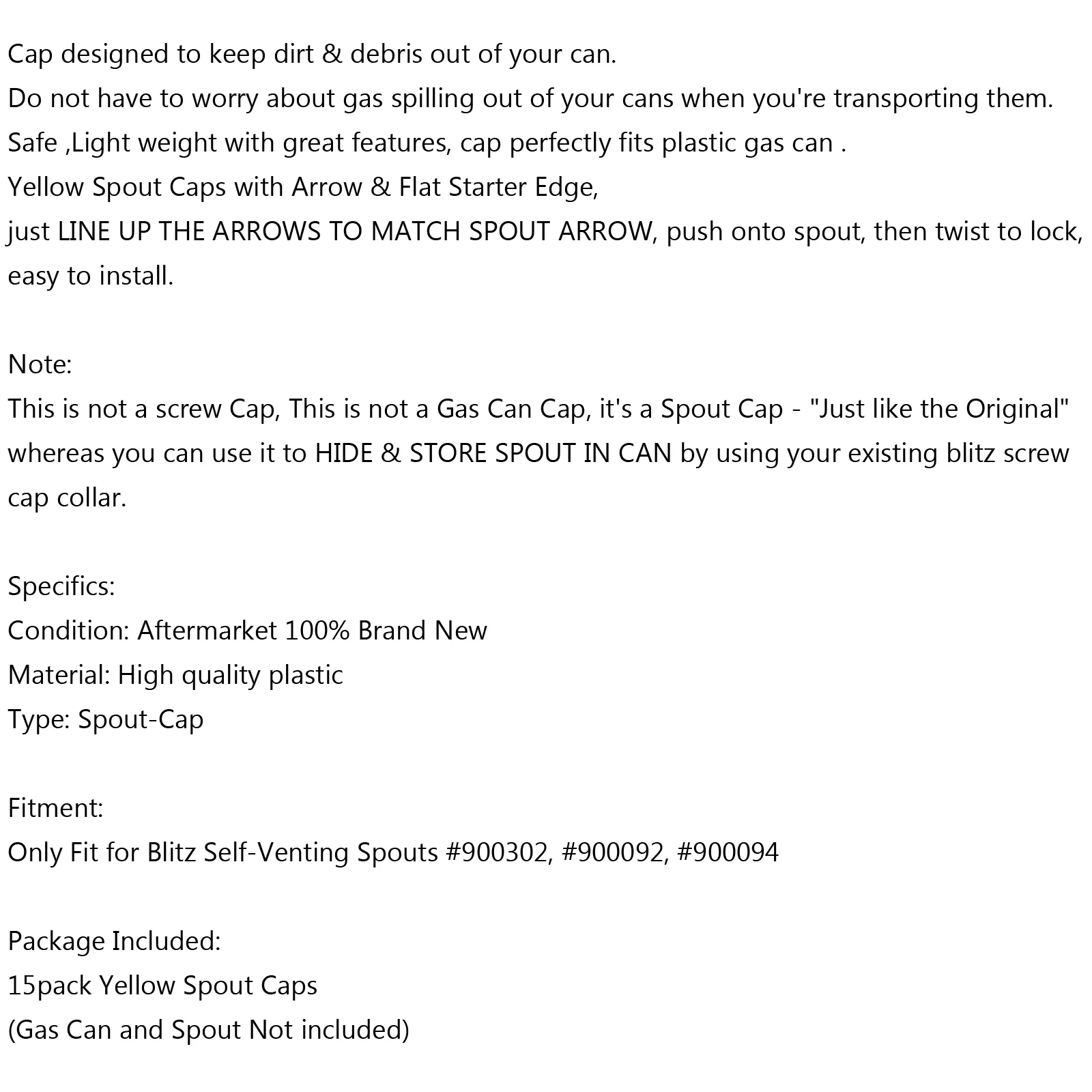 10x Replacement YELLOW SPOUT CAP Top For BLITZ Fuel GAS CAN 900302 900092 900094 - Inhomebuy