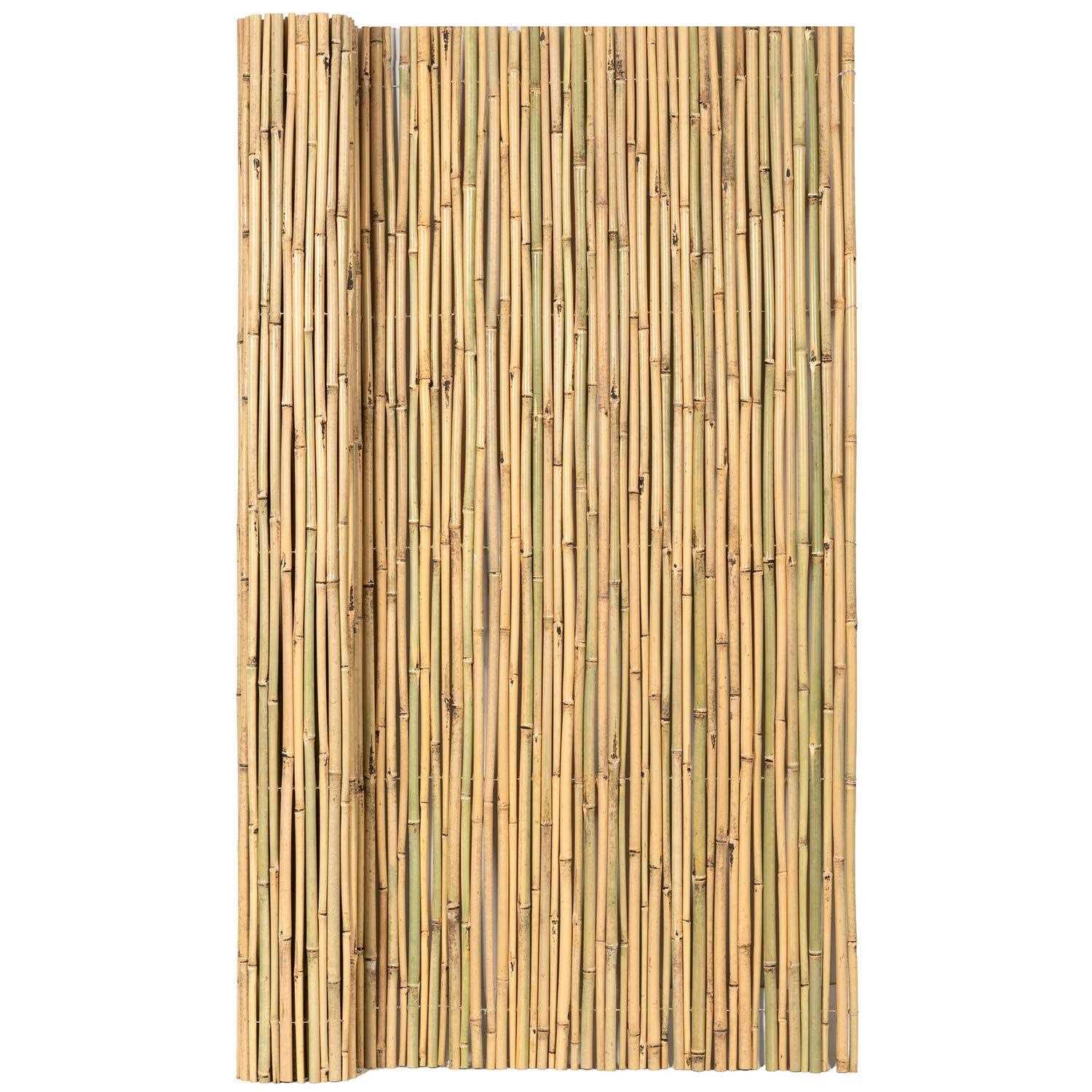 Mininfa Natural Rolled Bamboo Fence Eco-Friendly 0.7 in D x 6 feet High x Long - Inhomebuy