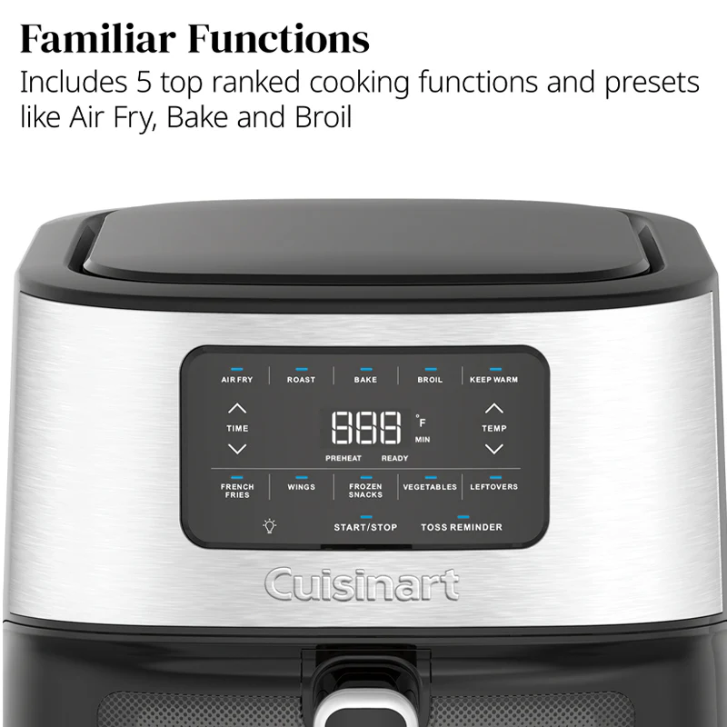 Cuisinart Air Fryer: 6-Quart (5.7 L), 1800W, digital display w/ 5 air-fry presets | AIR-200C - Inhomebuy