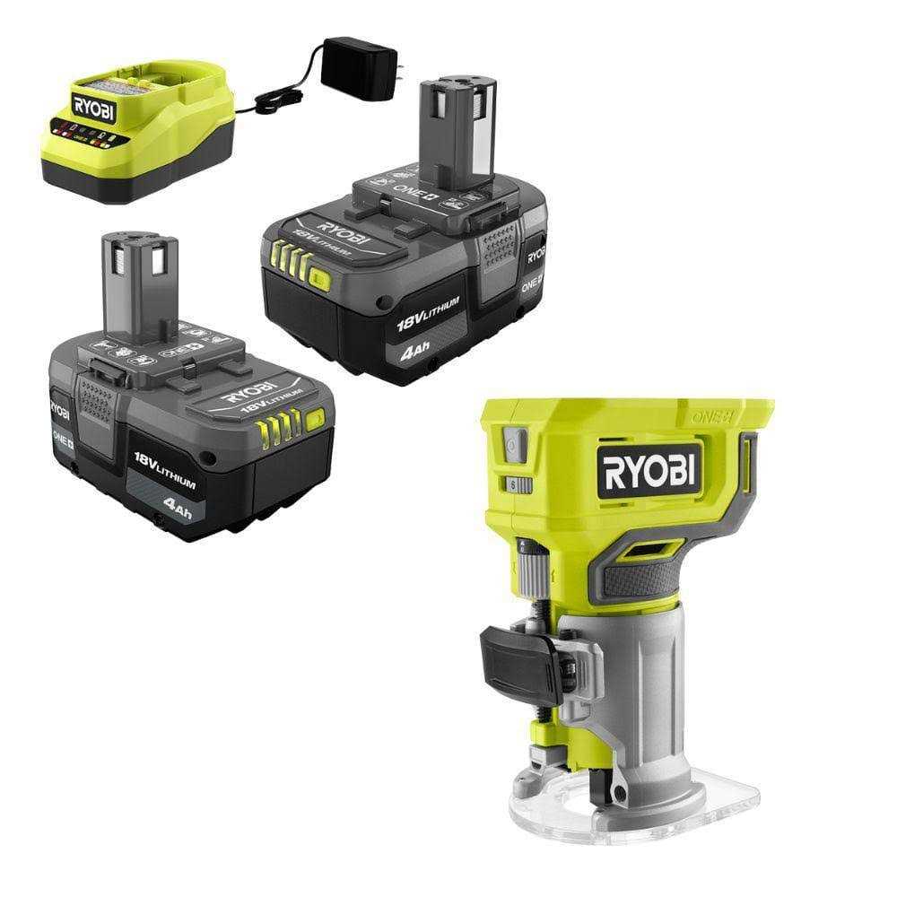 RYOBI ONE+ 18V Lithium-Ion 4.0 Ah Compact Battery and Charger Kit with FREE Brushless ONE+ HP - Inhomebuy